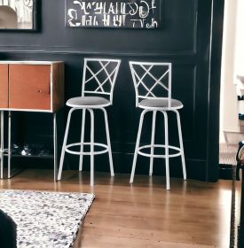 Set of Two 28 " Gray And White Metal Bar Chairs