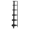 71" Espresso Wood Five Tier Corner Bookcase