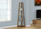 71" Walnut Wood Corner Bookcase