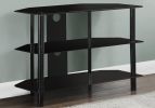 15.75" X 35.75" X 24" Black Metal Tempered Glass TV Stand