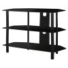 15.75" X 35.75" X 24" Black Metal Tempered Glass TV Stand