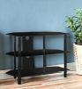 15.75" X 35.75" X 24" Black Metal Tempered Glass TV Stand