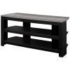 15.5" X 42" X 19.75" Black Grey Particle Board Laminate TV Stand