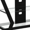 16" X 48" X 20.5" Black Tempered Glass Metal TV Stand