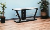 16" X 48" X 20.5" Black Tempered Glass Metal TV Stand