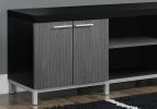 15.5" X 60" X 21.25" Black Grey Silver Particle Board Hollow Core Metal TV Stand