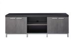 15.5" X 60" X 21.25" Black Grey Silver Particle Board Hollow Core Metal TV Stand