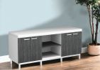 15.5" X 60" X 21.25" White Grey Silver Particle Board Hollow Core Metal TV Stand