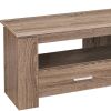 16.25" Dark Taupe Particle Board And Laminate TV Stand With 2 Storage Drawers