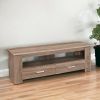 16.25" Dark Taupe Particle Board And Laminate TV Stand With 2 Storage Drawers