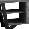 15.5" X 60" X 23" Grey Black Particle Board Hollow Core Metal TV Stand With 2 Drawers