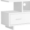 15.5" X 47.25" X 23.75" White Particle Board Hollow Core TV Stand With Storage