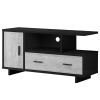 23.75" Black And Grey Particle Board Laminate And Mdf TV Stand With Storage