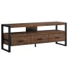 21.75" Particle Board Hollow Core & Black Metal TV Stand With 3 Drawers