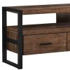 21.75" Particle Board Hollow Core & Black Metal TV Stand With 3 Drawers