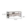 15.5" X 59" X 21.75" Taupe Black Particle Board Hollow Core Metal TV Stand With 3 Drawers