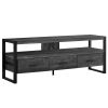 21.75" Black Particle Board Hollow Core & Black Metal TV Stand With 3 Drawers