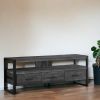 21.75" Black Particle Board Hollow Core & Black Metal TV Stand With 3 Drawers