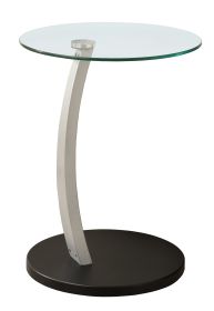 24" Black And Clear Glass Round End Table