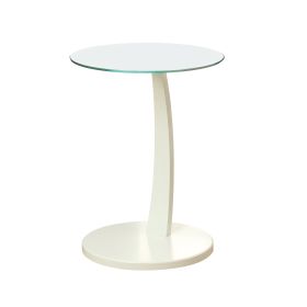 17.75" X 17.75" X 24" Whiteclear Particle Board Tempered Glass Accent Table