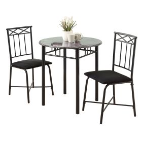 64" X 64" X 101" Grey  Black  Metal  Foam  Microfiber  3Pcs Dining Set