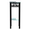 28" Black And Clear Glass Square End Table With Shelf