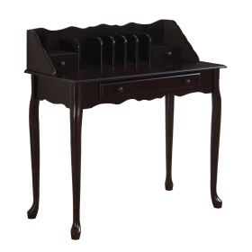 18" Dark Brown Solid Manufactured Wood Secretary Desk With Three Drawers