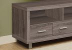 17.75" X 47.25" X 23.75" Dark Taupe Silver Particle Board Hollow Core Metal TV Stand With 3 Drawers