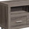 17.75" X 47.25" X 23.75" Dark Taupe Silver Particle Board Hollow Core Metal TV Stand With 3 Drawers