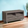 17.75" X 47.25" X 23.75" Dark Taupe Silver Particle Board Hollow Core Metal TV Stand With 3 Drawers