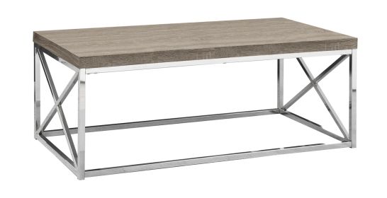 44" Beige And Silver Iron Coffee Table