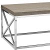 44" Beige And Silver Iron Coffee Table