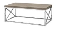 44" Beige And Silver Iron Coffee Table