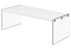 44" White And Clear Glass Coffee Table