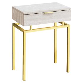 23" Gold And Beige End Table With Drawer