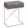 24" Silver And Taupe End Table With Drawer