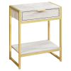 24" Gold And Beige End Table With Drawer