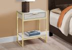 24" Gold And Beige End Table With Drawer