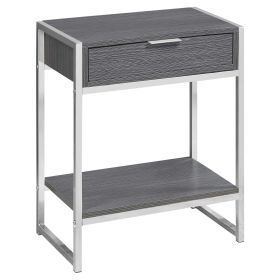 24" Silver And Grey End Table With Drawer And Shelf