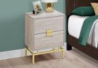 24" Gold And Beige End Table With Two Drawers