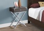 24" Silver And Deep Taupe End Table With Drawer