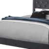 Solid Wood Queen Tufted Dark Gray And Gray Upholstered Velvet Bed