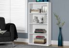 48" White Wood Adjustable Bookcase