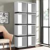 71" White Wood Eight Tier Cube Bookcase