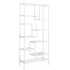 72" White Metal and Glass Nine Tier Etagere Bookcase