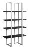 60" Espresso Metal Four Tier Bookcase