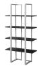 60" Espresso Metal Four Tier Bookcase