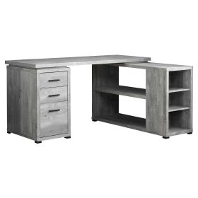 47" Gray L Shape Computer Desk With Three Drawers