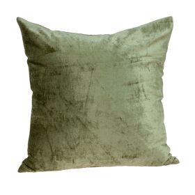 18" X 7" X 18" Transitional Olive Solid Pillow Cover With Poly Insert