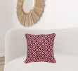 20" X 7" X 20" Transitional Red And White Cotton Pillow Cover With Poly Insert